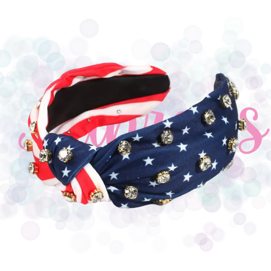 Fouth of July Rhinestone Knot Headbands