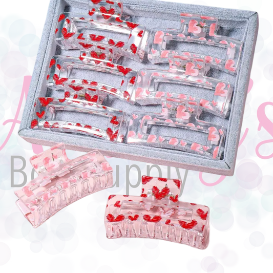Valentines Rectangle Claw Clips