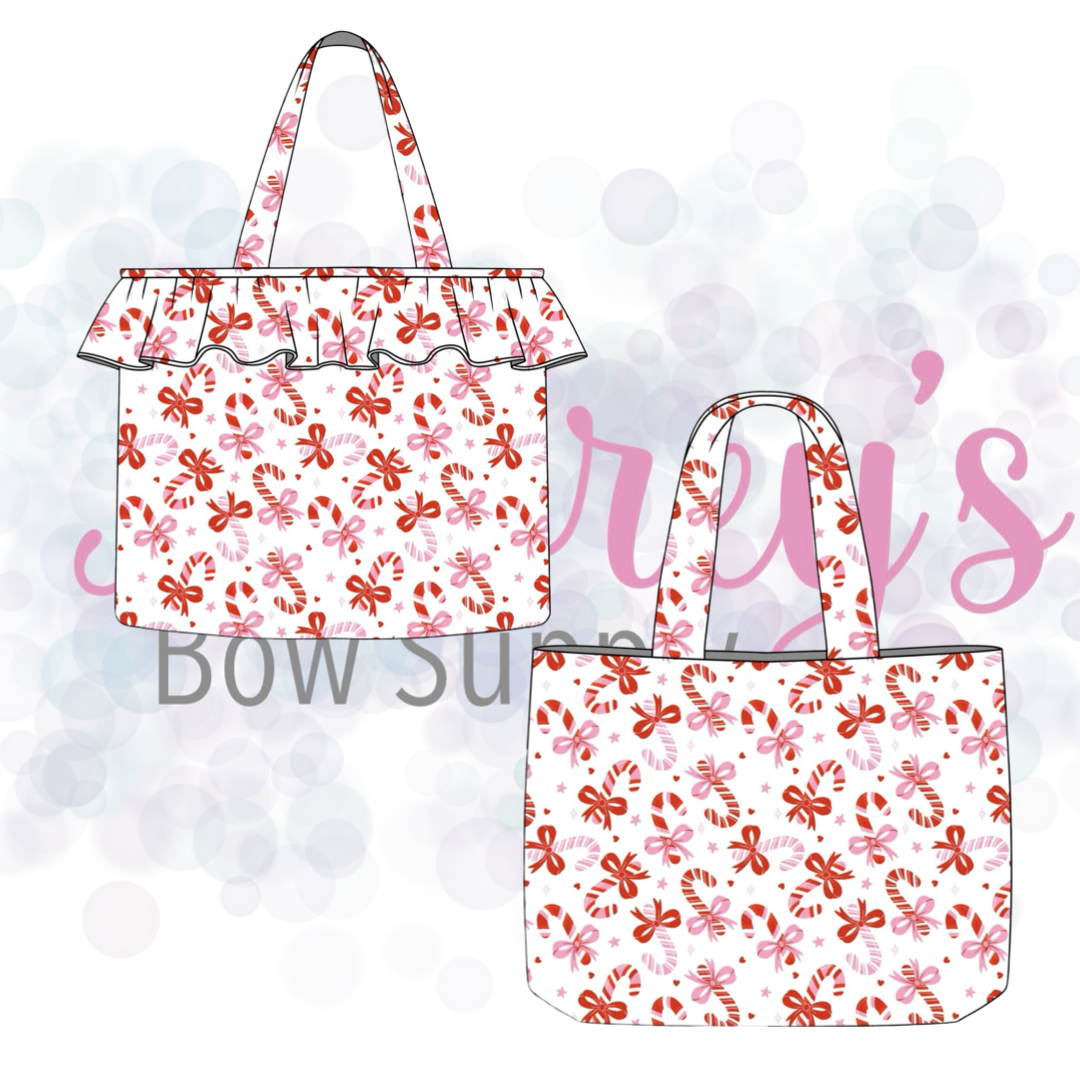 Candy Cane Bows Tote Bags