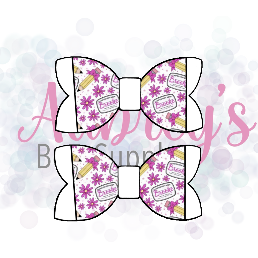 White with Pink Floral Custom Name Back to School