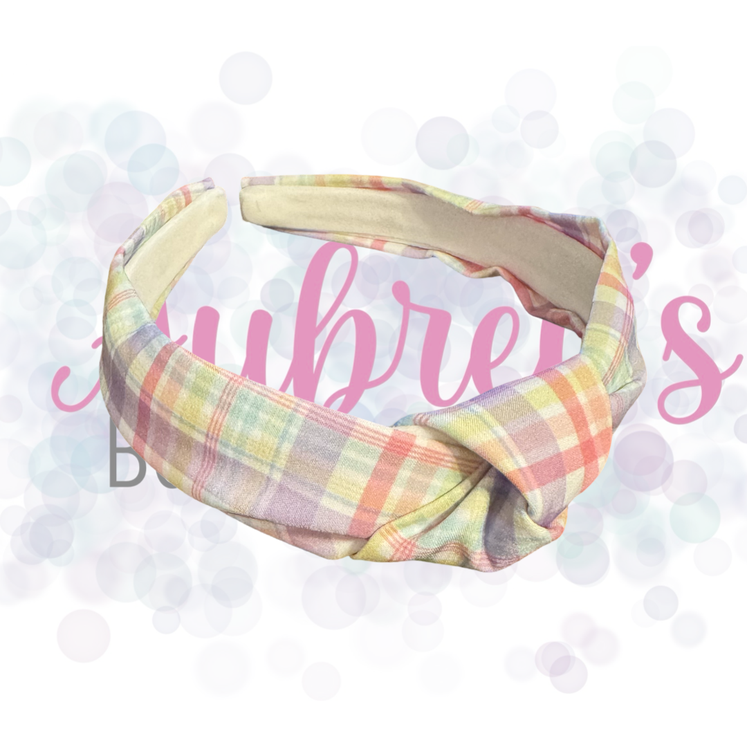 Easter Plaid Knot Headbands