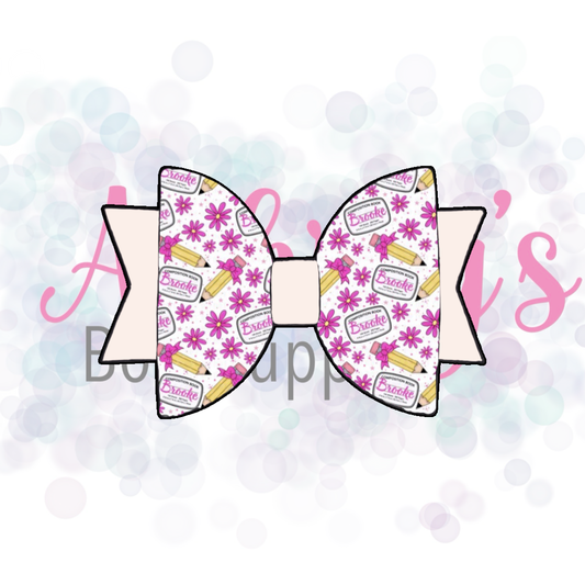 White with Pink Floral Custom Name Back to School