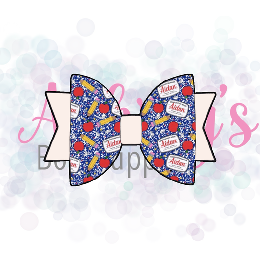 Blue with Apples Custom Name Back to School