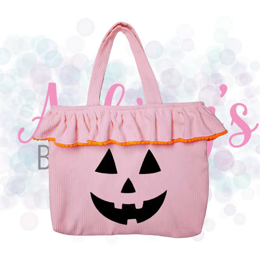 Jack-O-Lantern Corduroy Ruffle Tote Bag