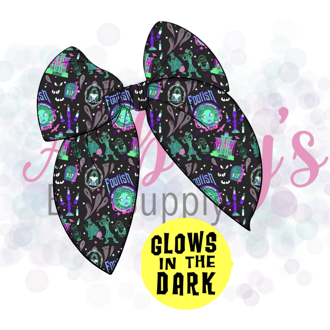 Glow in the Dark Halloween Character Large Tied Fabric Bow