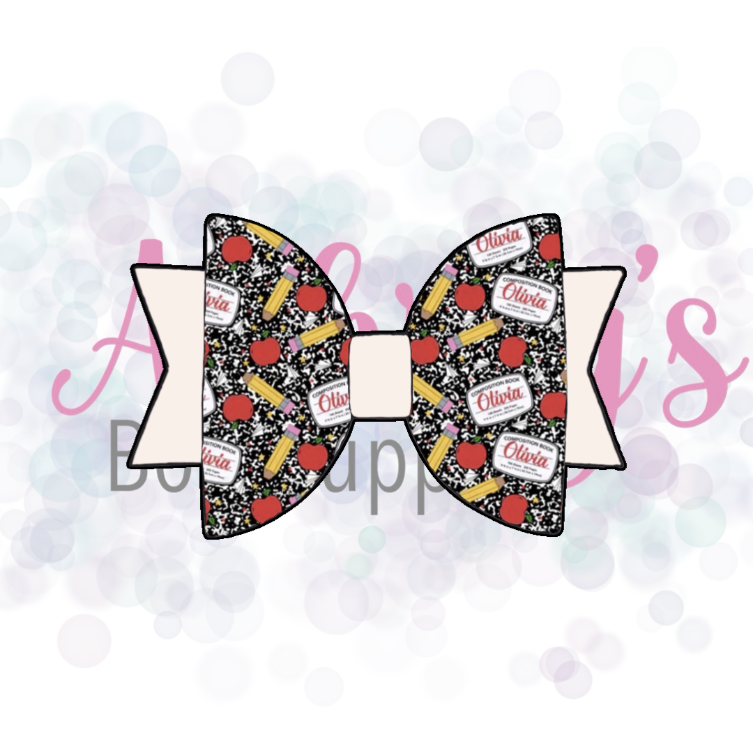 Black with Apples Custom Name Back to School