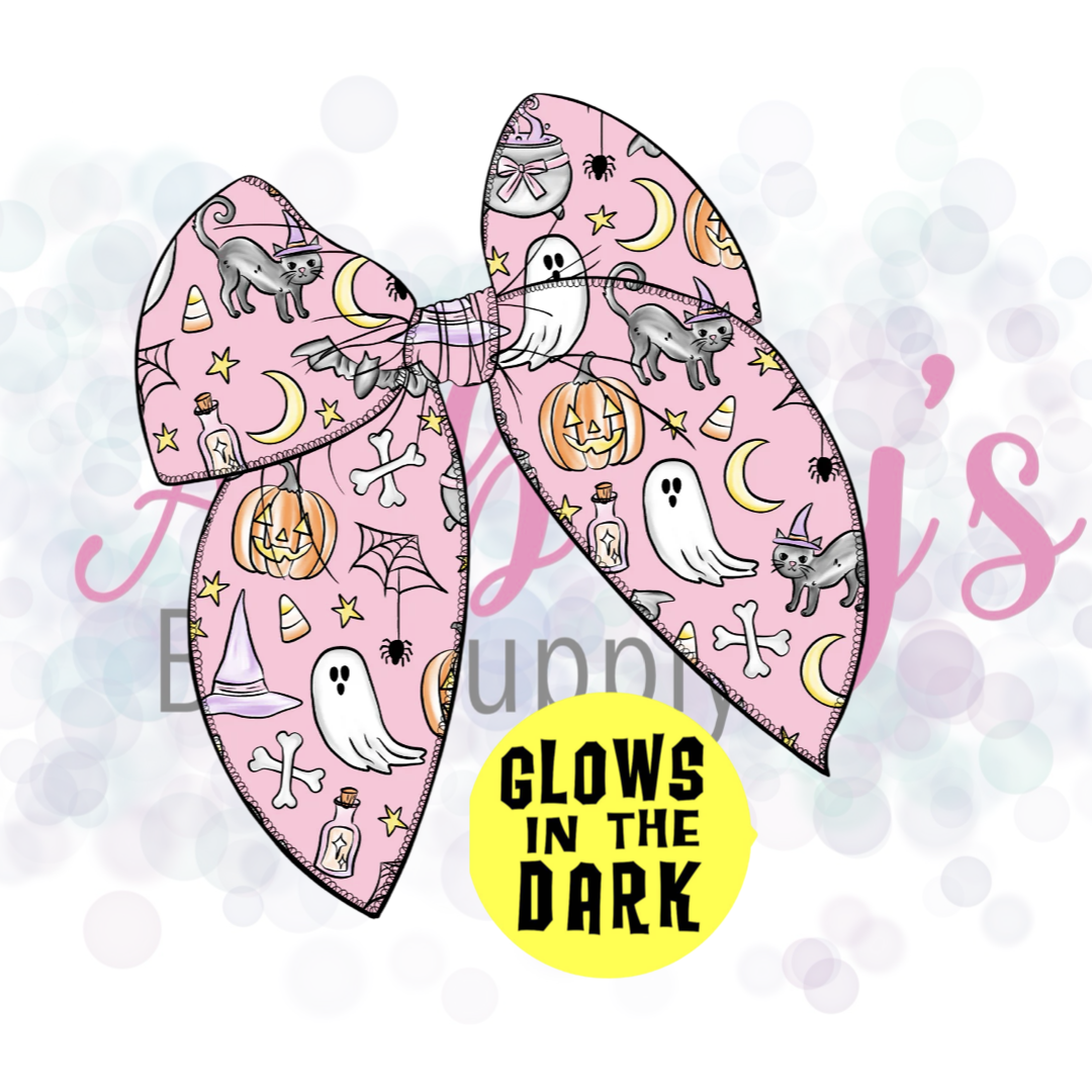 Glow in the Dark Halloween Basic Large Tied Fabric Bow