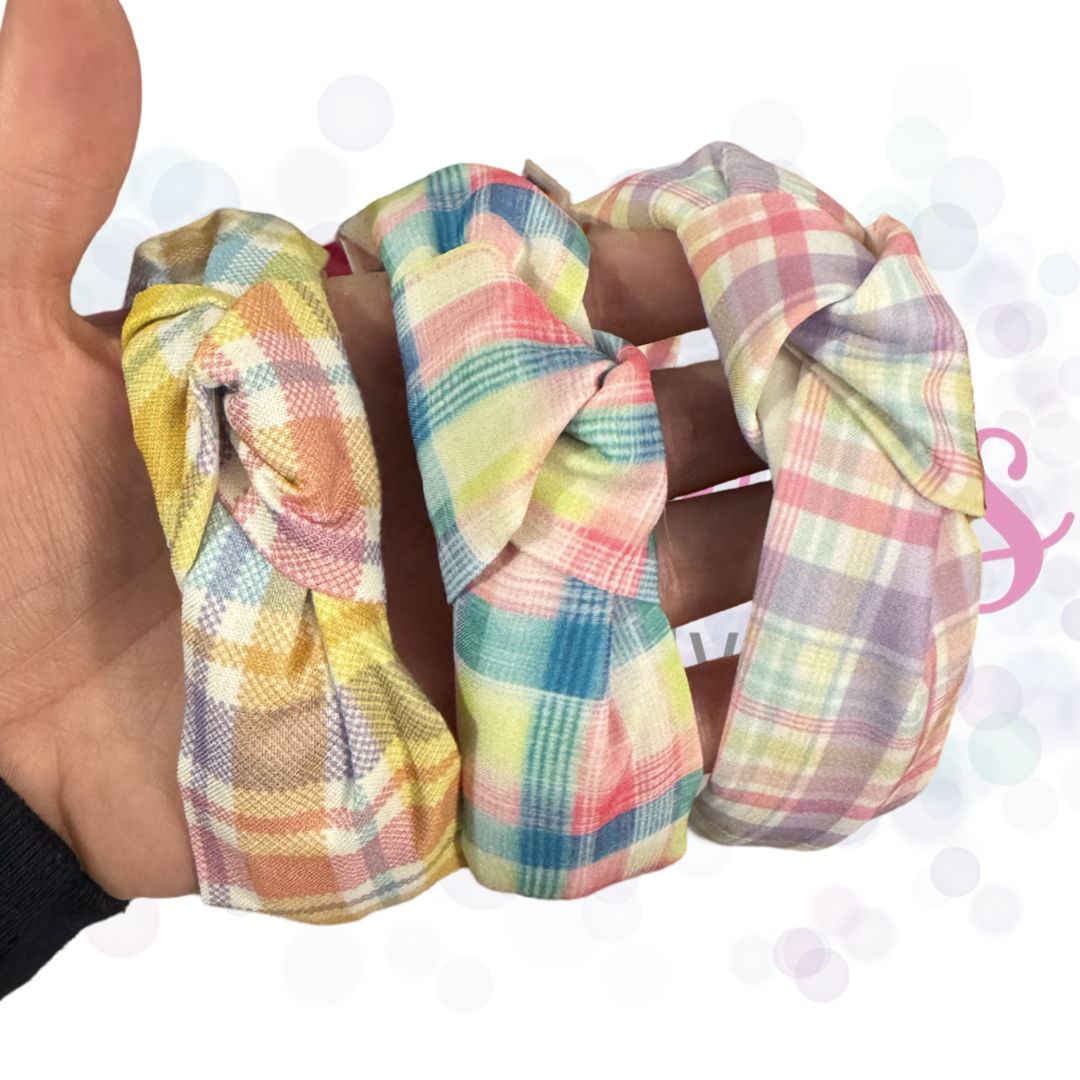 Easter Plaid Knot Headbands