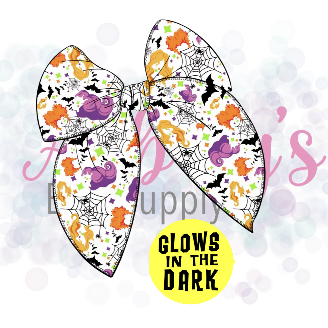 Glow in the Dark Halloween Character Large Tied Fabric Bow