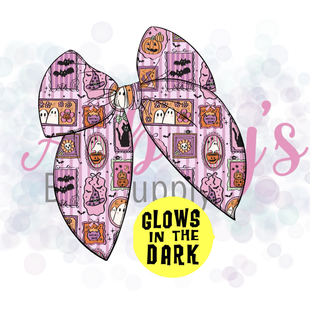 Glow in the Dark Halloween Basic Large Tied Fabric Bow