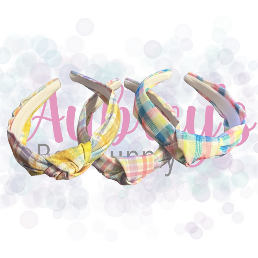 Easter Plaid Knot Headbands