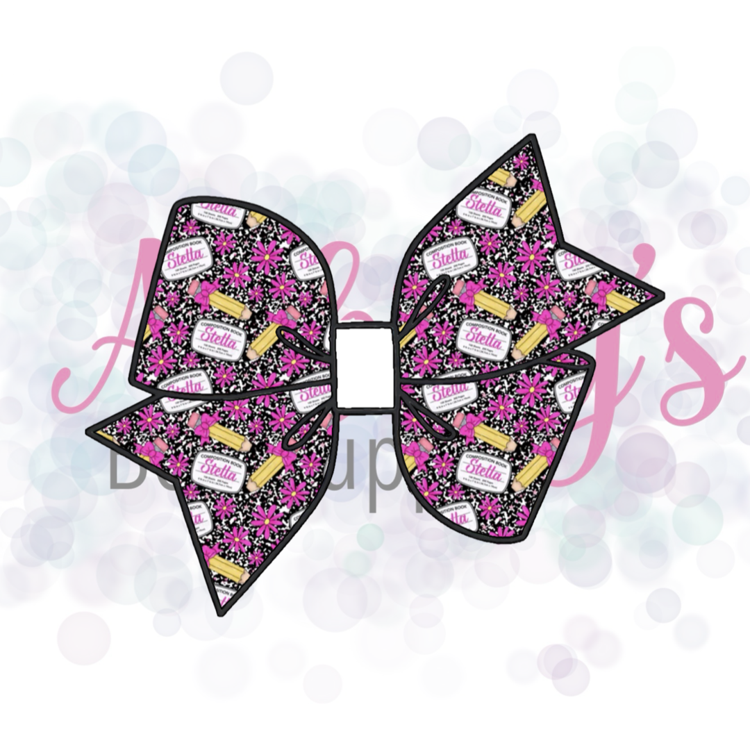 Black with Pink Floral Custom Name Back to School