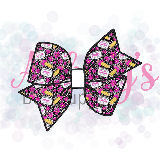 Black with Pink Floral Custom Name Back to School