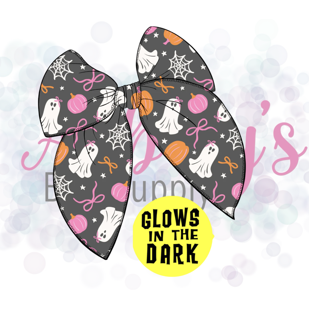 Glow in the Dark Halloween Basic Large Tied Fabric Bow