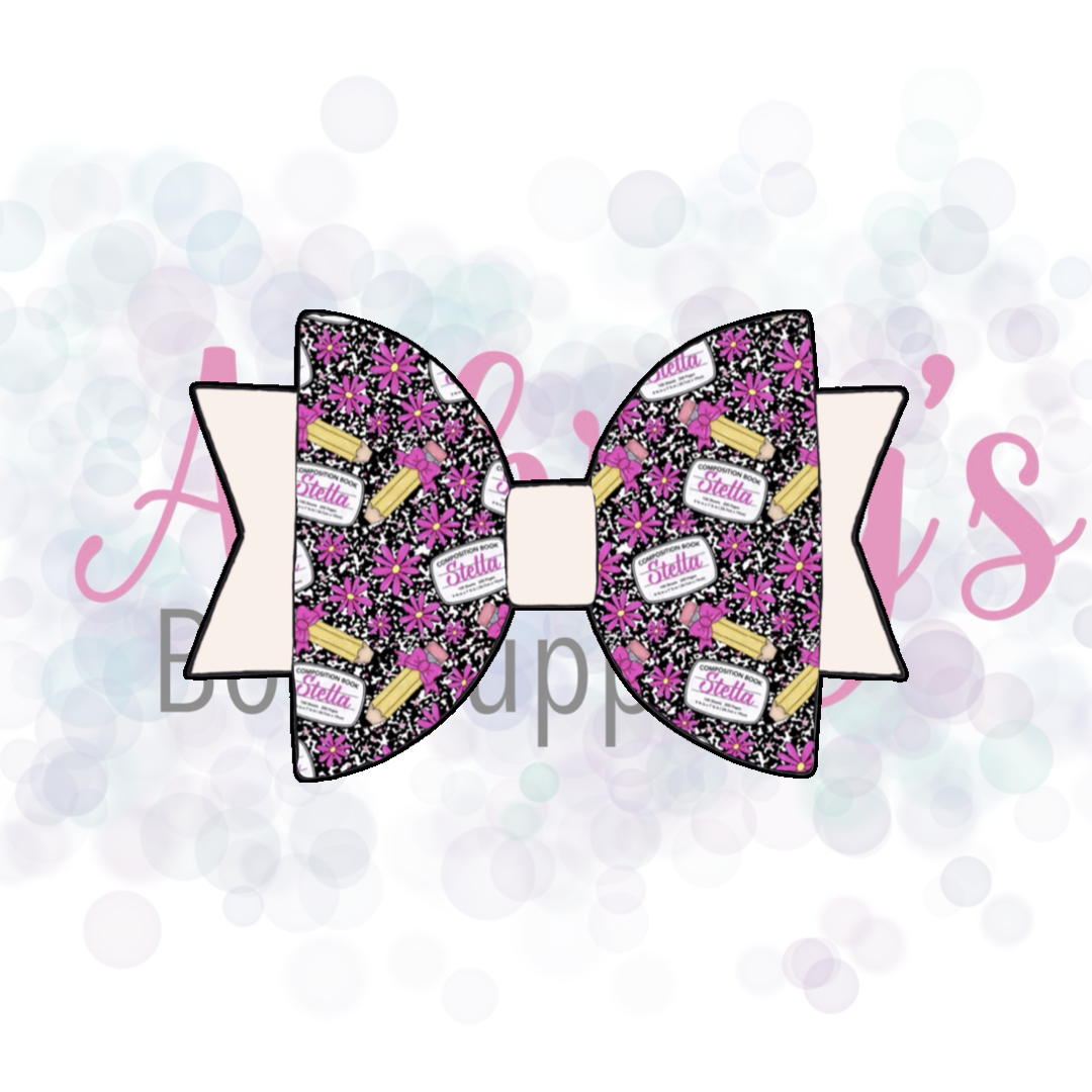 Black with Pink Floral Custom Name Back to School