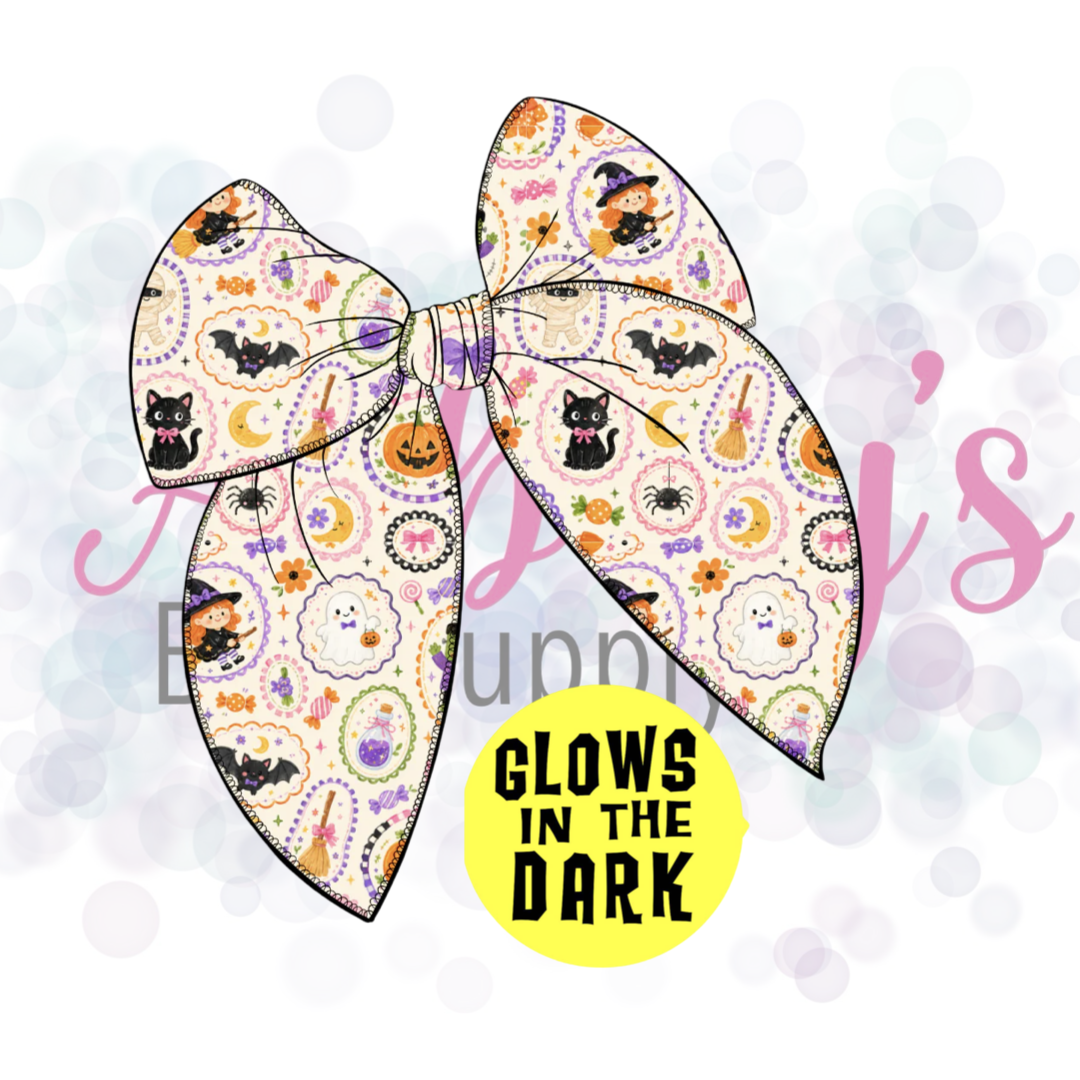 Glow in the Dark Halloween Basic Large Tied Fabric Bow