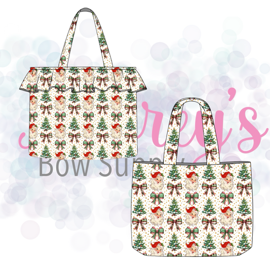 Vintage Santa Bows Tote Bags