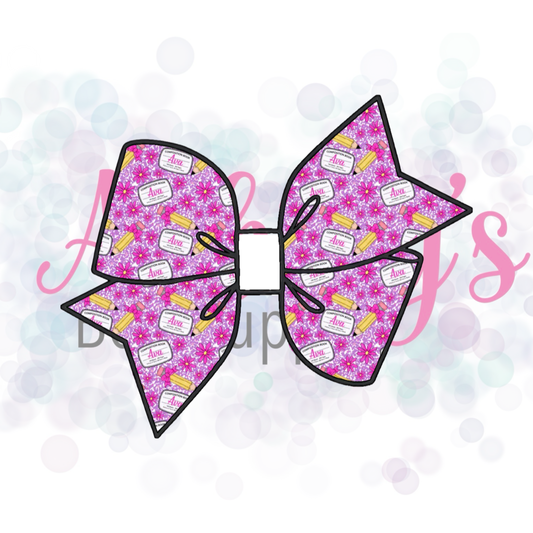 Purple with Pink Floral Custom Name Back To School