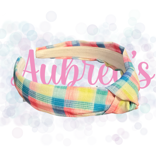 Easter Plaid Knot Headbands