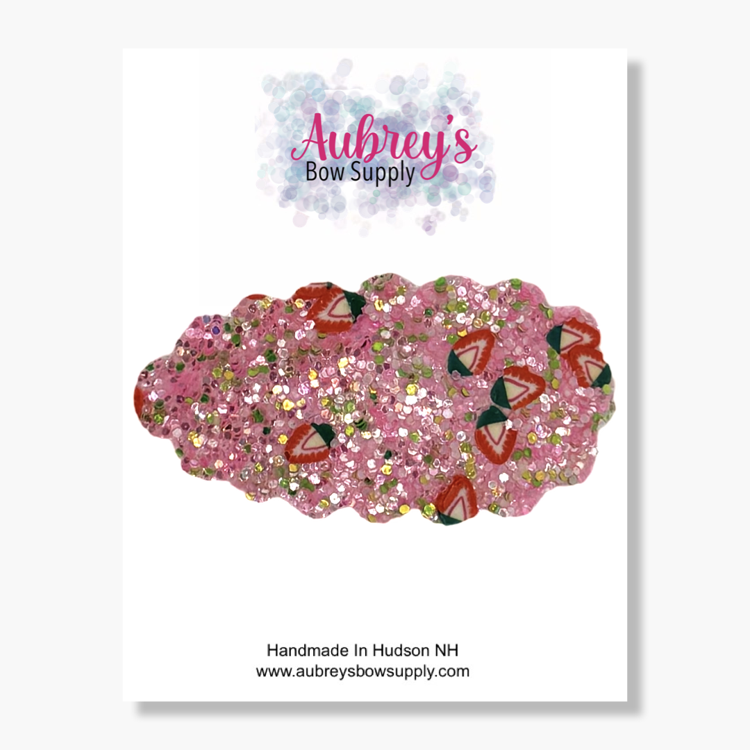 Snap Clip Pink Strawberry Glitter