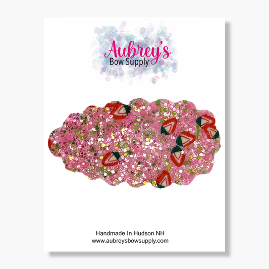 Snap Clip Pink Strawberry Glitter