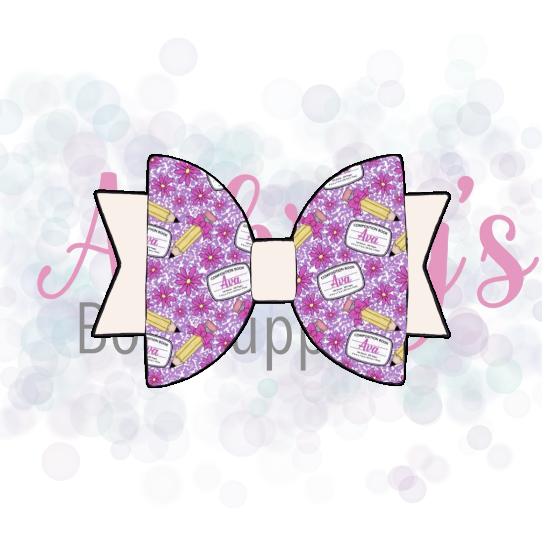 Purple with Pink Floral Custom Name Back To School