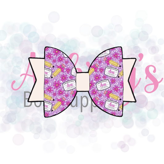 Purple with Pink Floral Custom Name Back To School