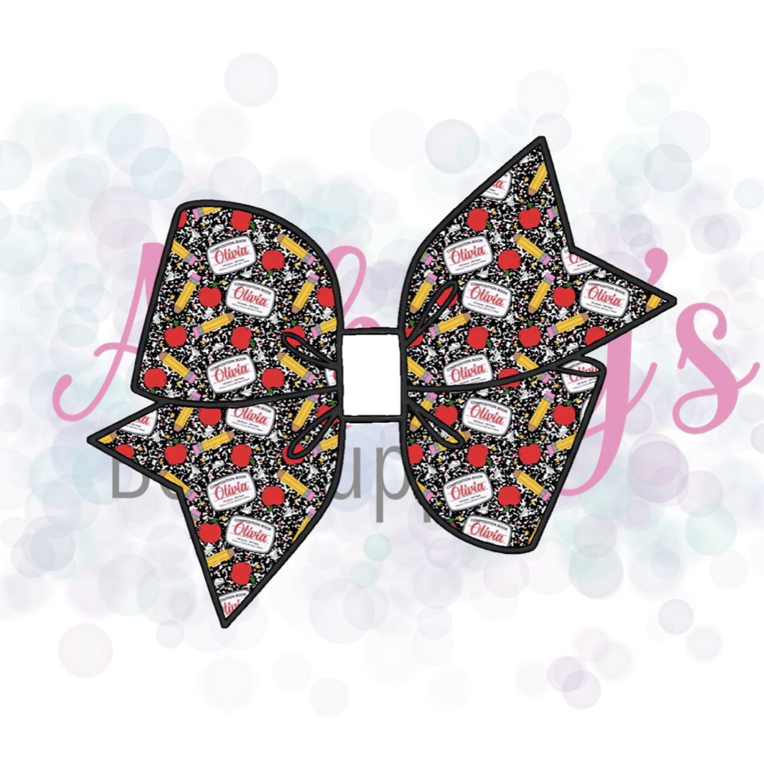 Black with Apples Custom Name Back to School