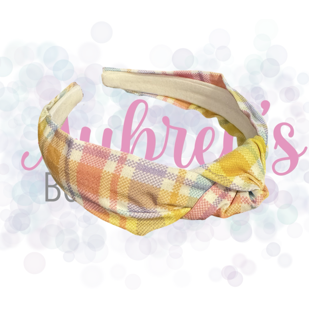 Easter Plaid Knot Headbands
