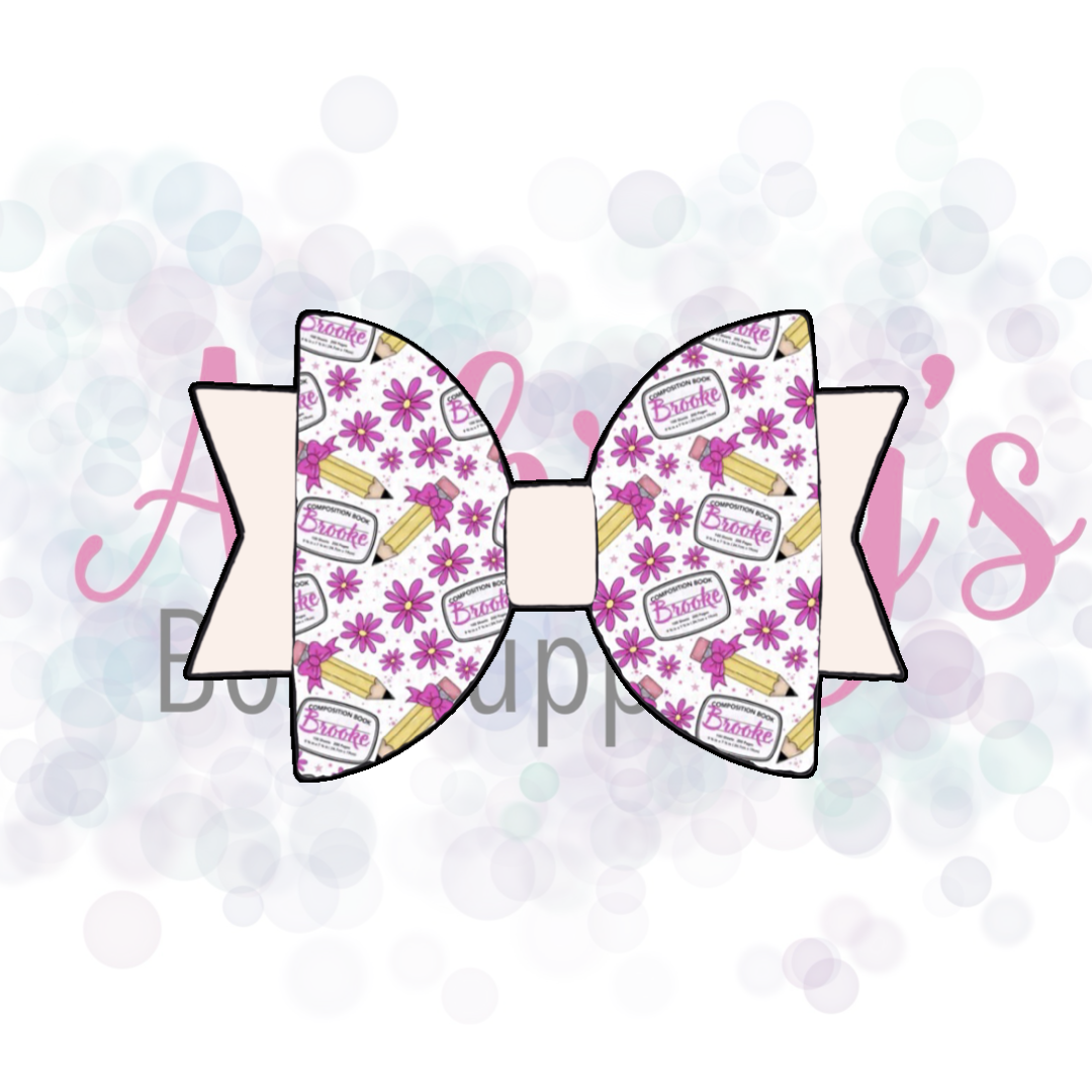 White with Pink Floral Custom Name Back to School