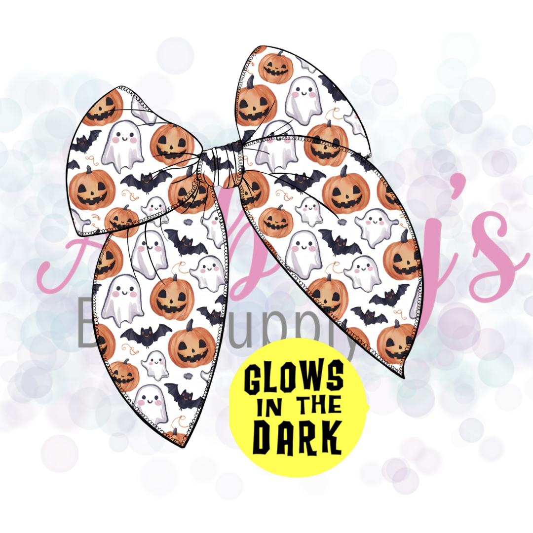 Glow in the Dark Halloween Basic Large Tied Fabric Bow