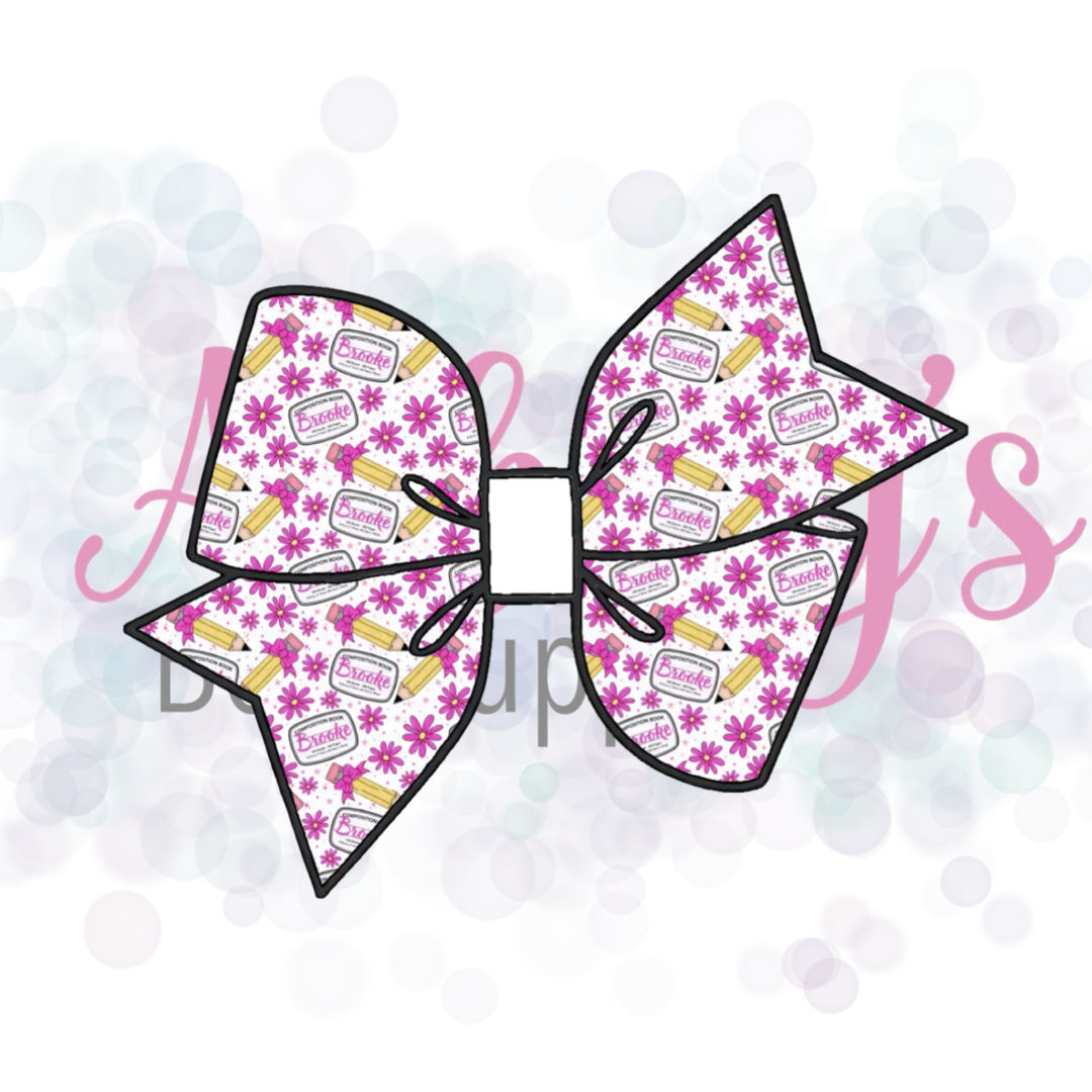 White with Pink Floral Custom Name Back to School