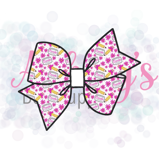 White with Pink Floral Custom Name Back to School