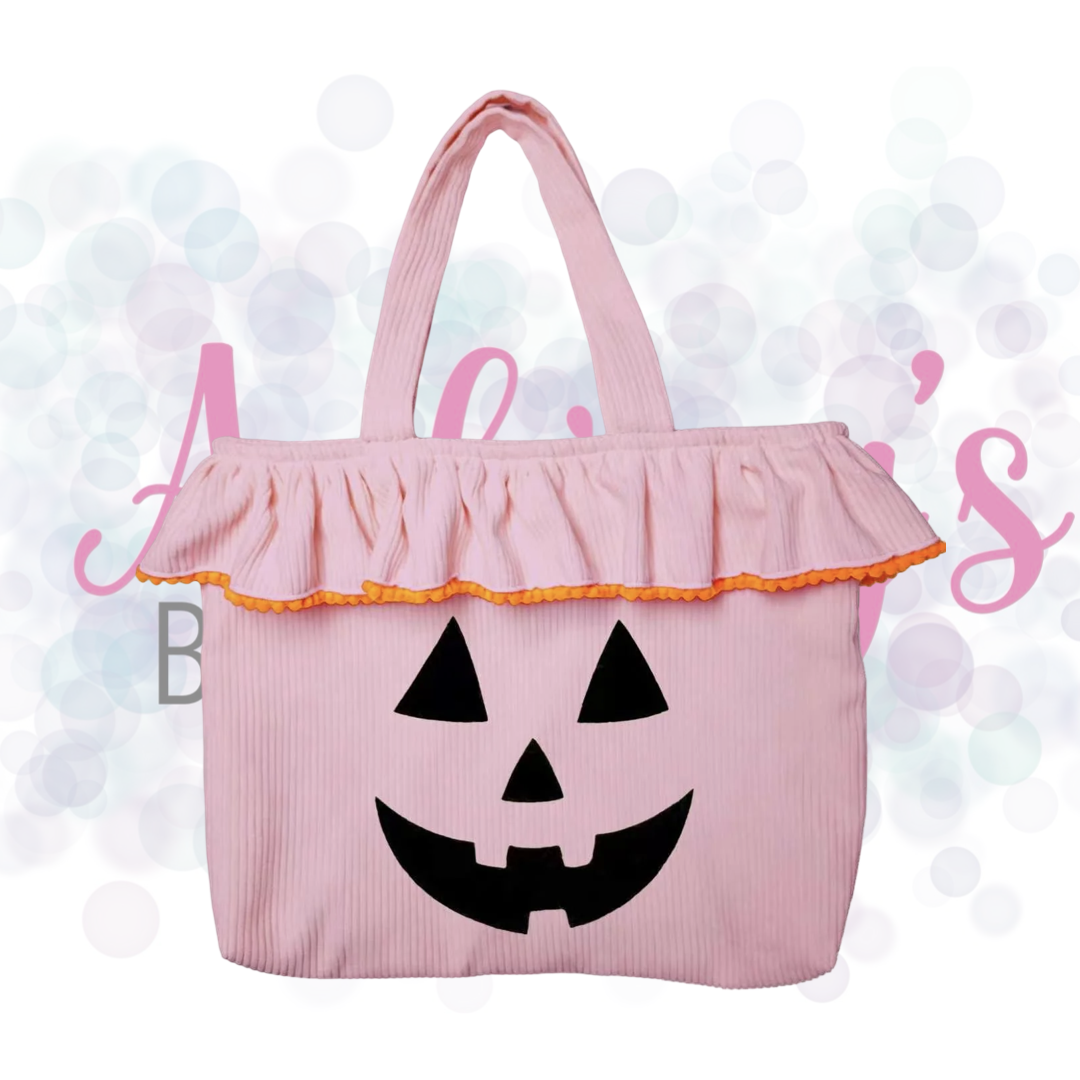Jack-O-Lantern Corduroy Ruffle Tote Bag