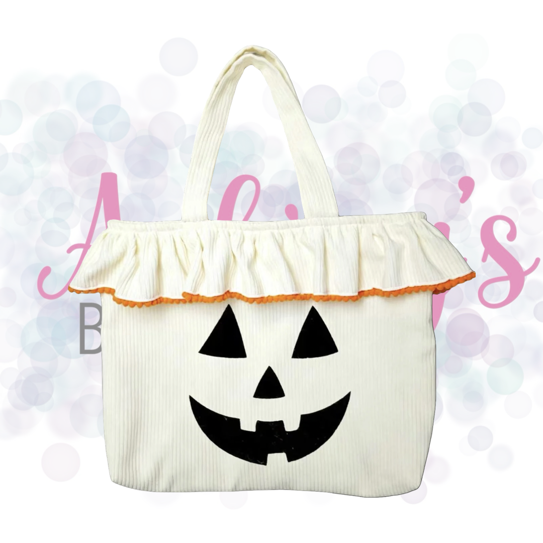 Jack-O-Lantern Corduroy Ruffle Tote Bag