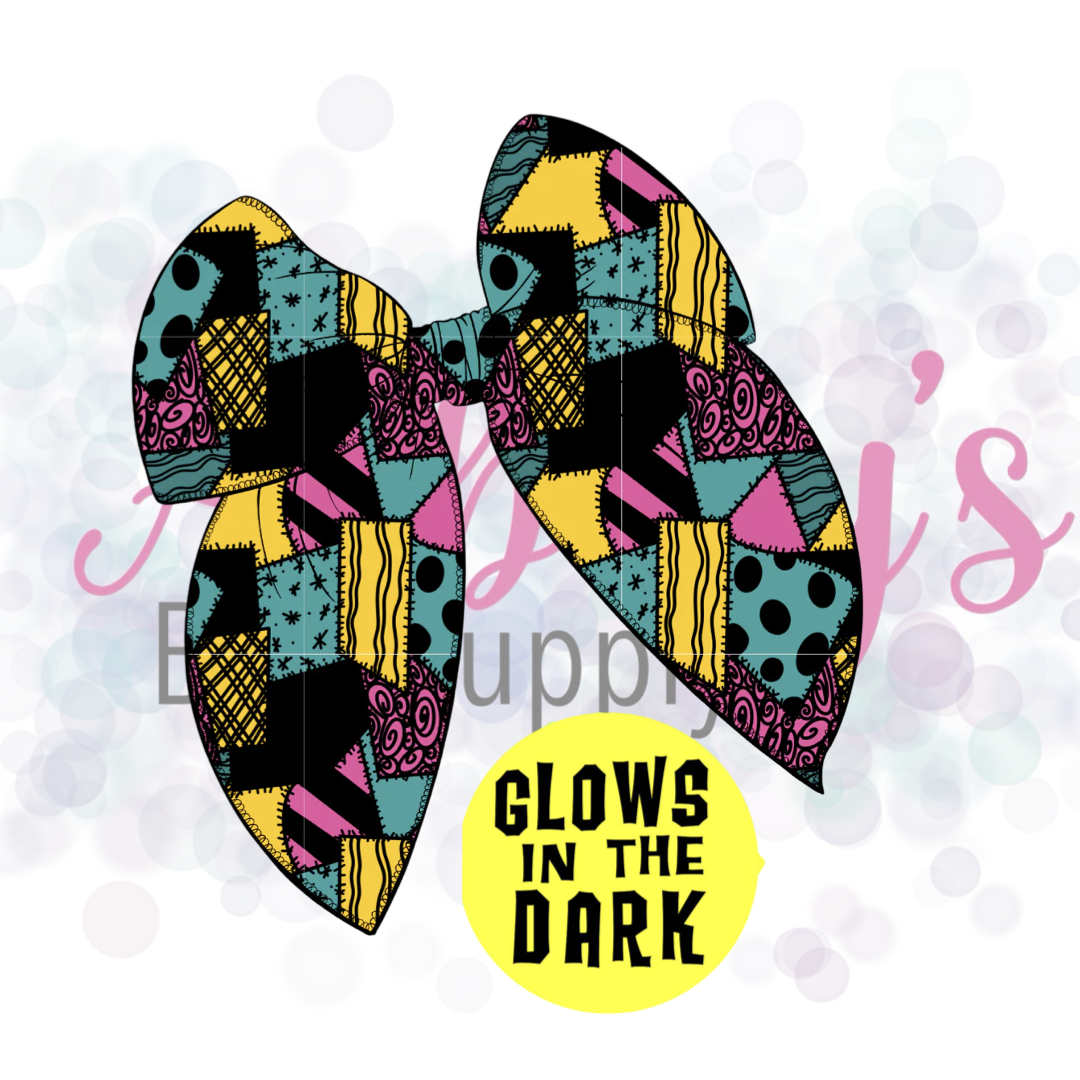 Glow in the Dark Halloween Character Large Tied Fabric Bow