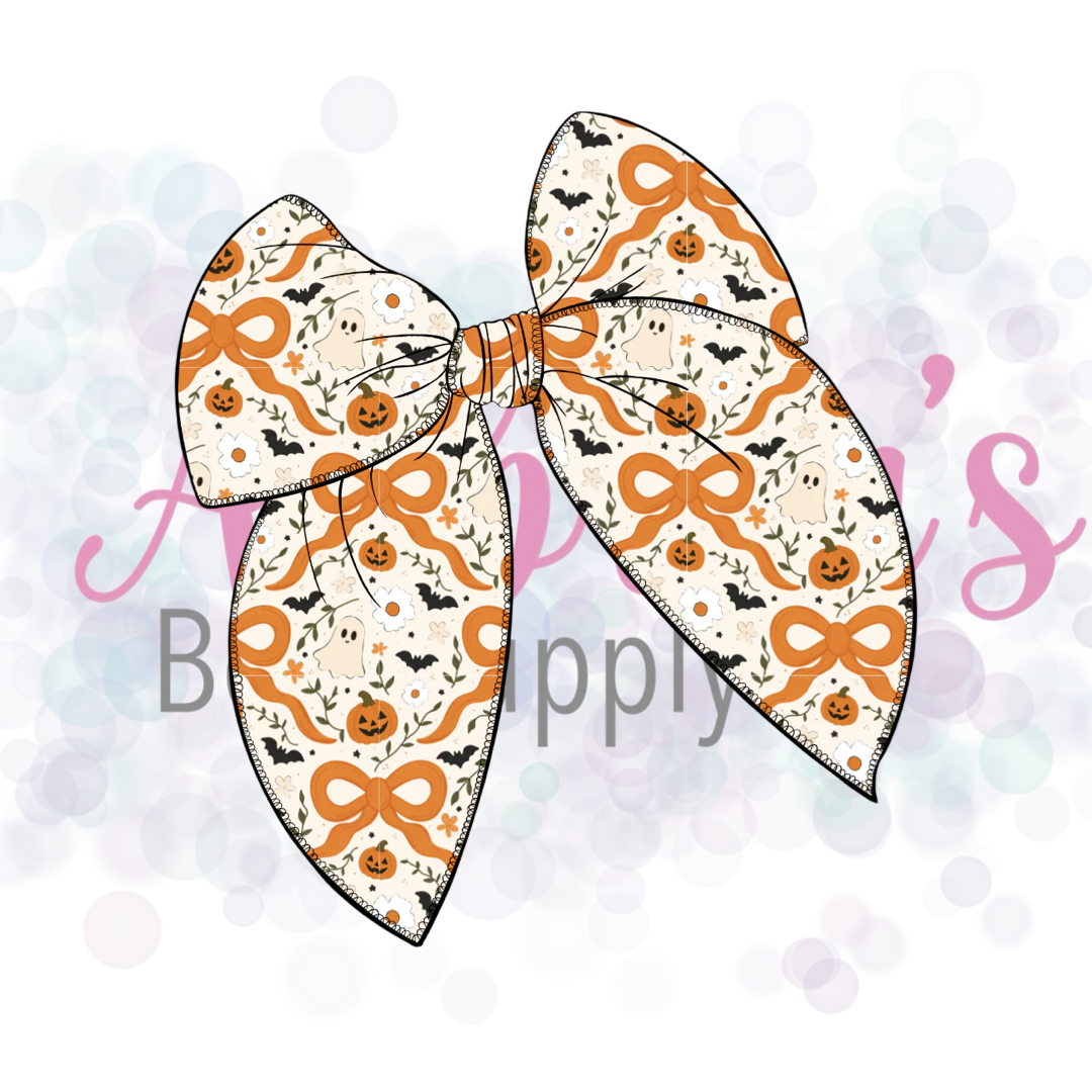 Halloween Basic Large Tied Fabric Bow