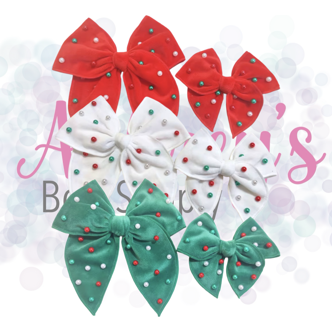 Pearl Velvet Bows